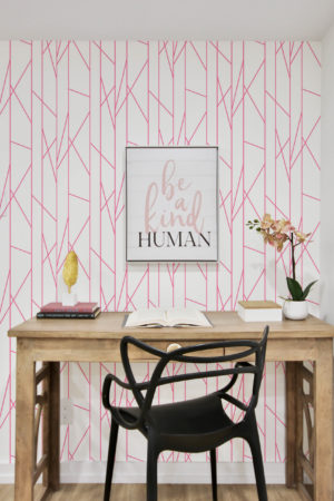 N39 original pop pink stripes wallpaper desk